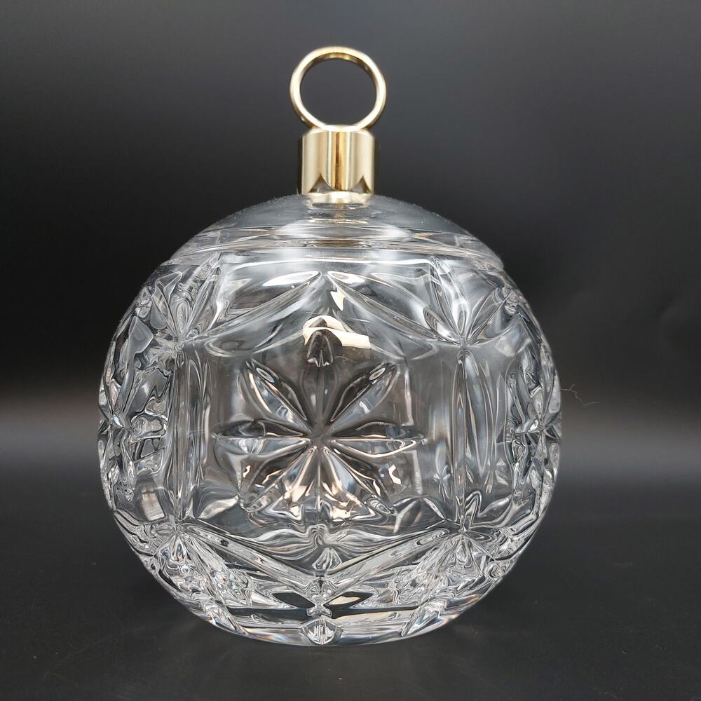 Teleflora Lead Crystal Ornament Candy Dish Lid Czech Bohemian Cut Glass Vintage